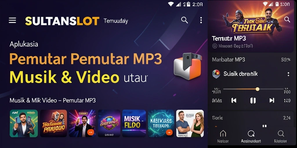 Antarmuka pengguna SULTANSLOT yang menarik dan fungsional sebagai Pemutar MP3.