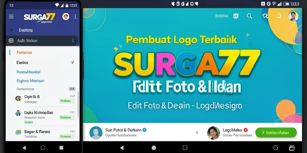 Antarmuka SURGA77 yang intuitif untuk membuat logo.