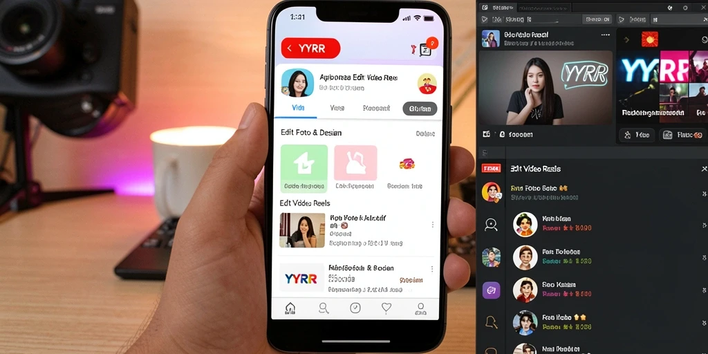 Antarmuka YYRR yang intuitif dan beragam fitur Edit Video Reels.
