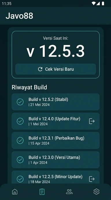 Halaman Riwayat Versi javo88 untuk Pengguna Android